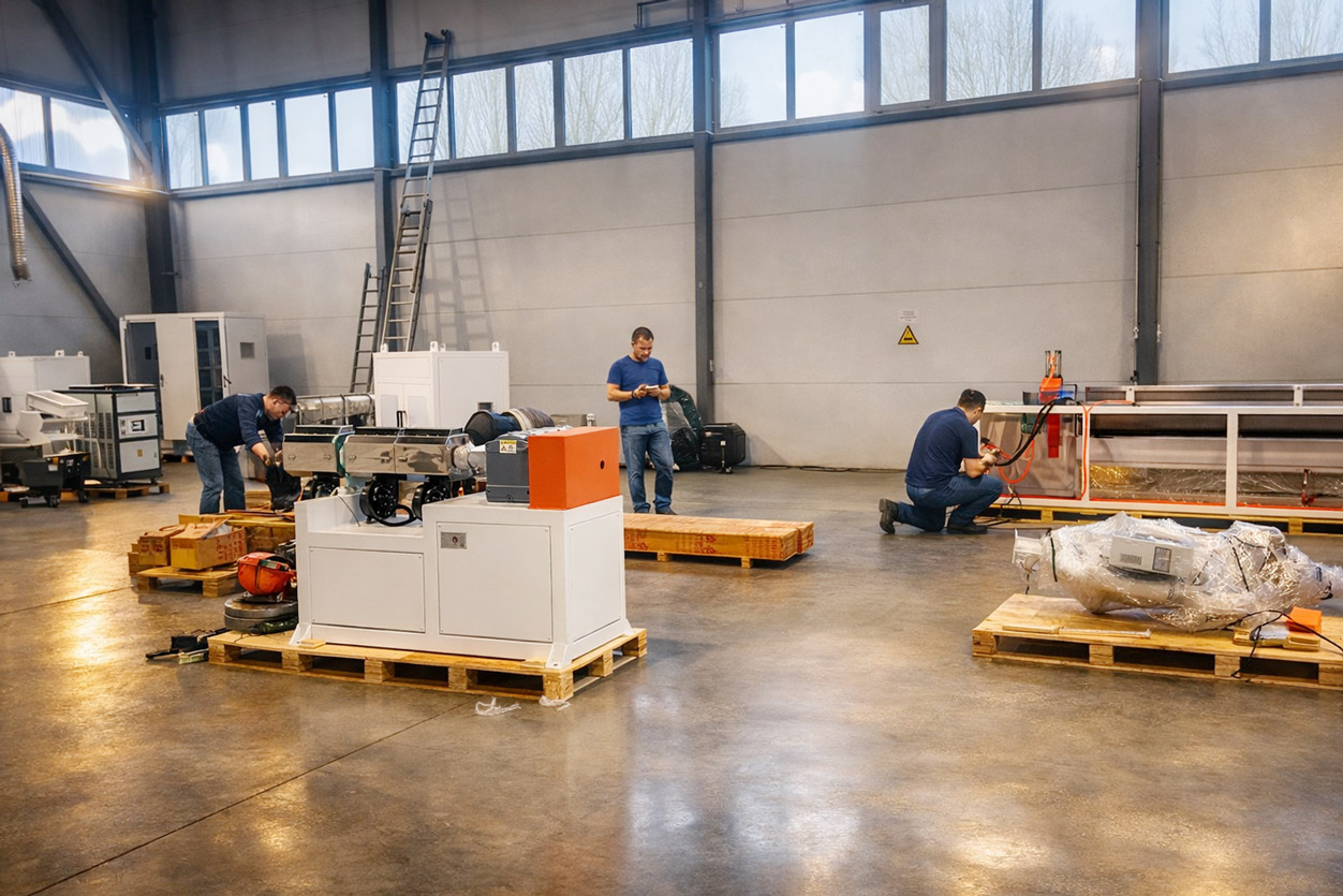 Начало работ по монтажу экструзионной линии